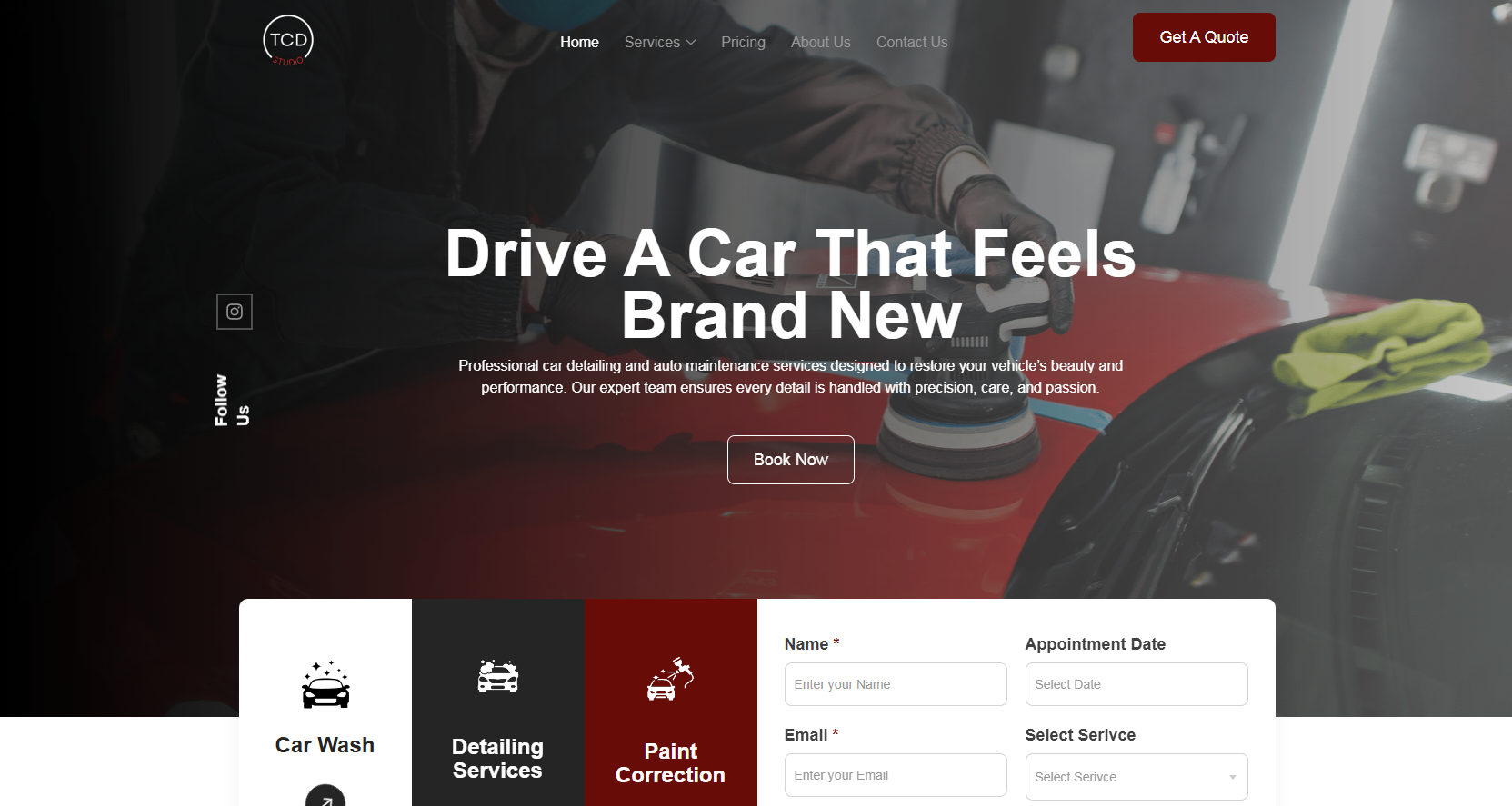 The Car Detailing website revamped on desktop