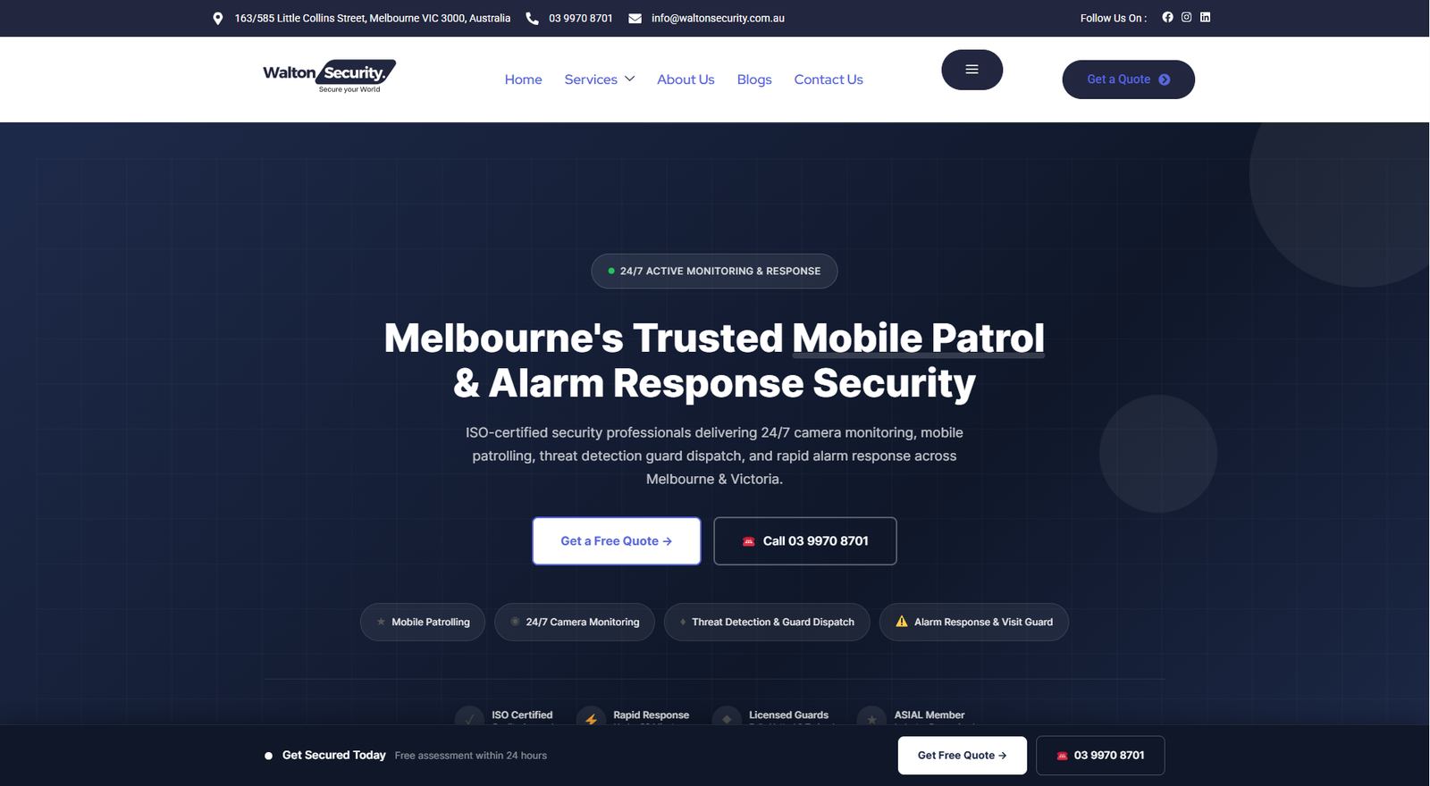 Mobile Patrolling Walton Security Landing Page