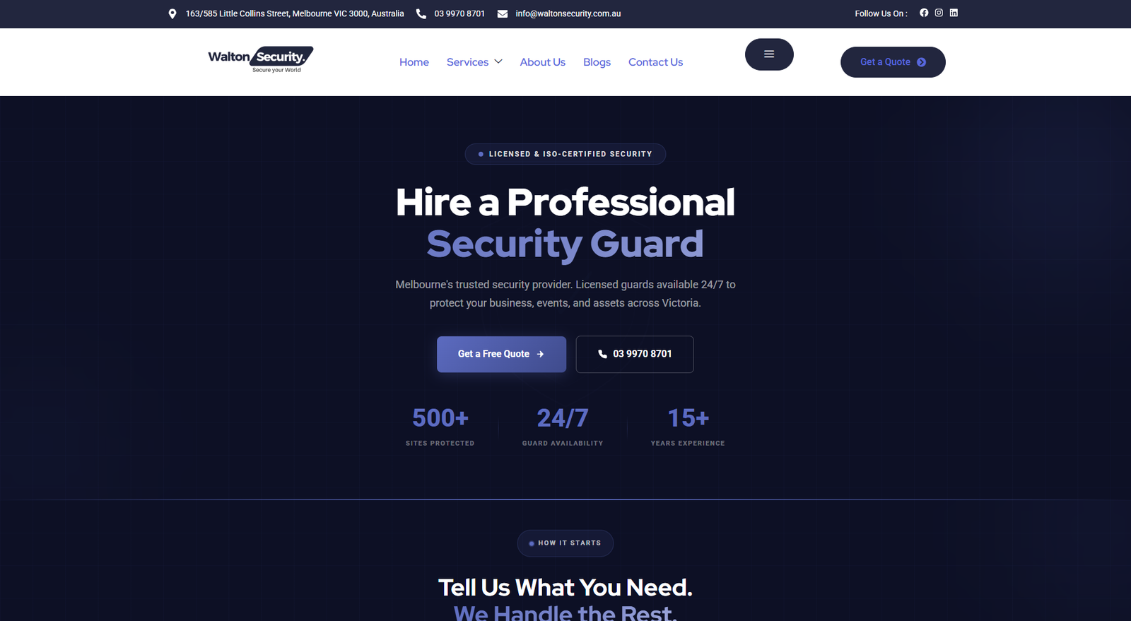 Professional Security Guard Walton Security Landing Page