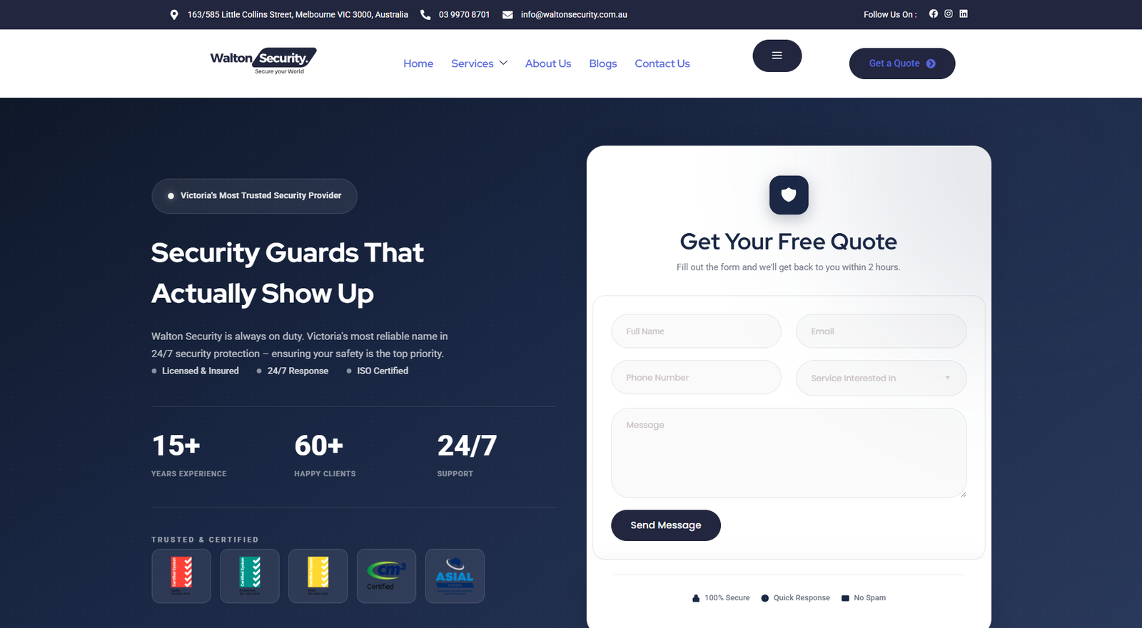 Walton Security Guard Services Landing Page